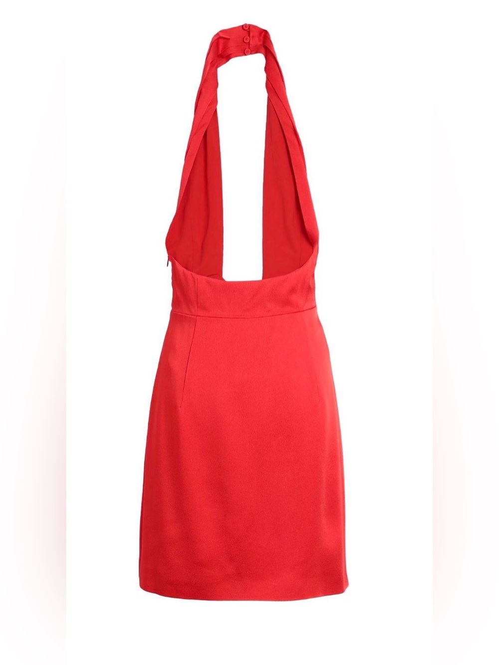 Moschino Couture! Red Satin Halter Dress Gold Heart Buttons US 8 - Picture 3 of 12